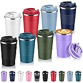 Volhoply 13 oz Stainless Steel Insulated Travel Coffee Mug with Fip Lid Bulk 8 Pack,Reusable Double Wall Vacuum Metal Coffee Cup,Portable Leak Proof Thermal Tumbler for Hot&Cold Drinks(Assort Color,8)
