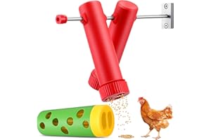 Avenuebool 2 Pack Chicken Treat Dispenser with Fixtures & Chicken Treat Roller, Plastic & Metal Feeder Toys Accessories for Farm Coop Hens Poultry Supplies