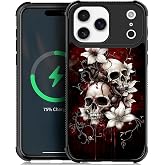 Deaorew for iPhone 17 Pro Max/iPhone 18 Pro Max Case | Classic Slim Cover Design | Red Skull Flowers