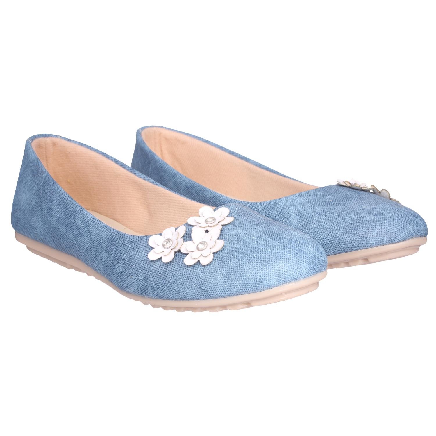 beautiful blue color synthetic material bellerinas from shezone