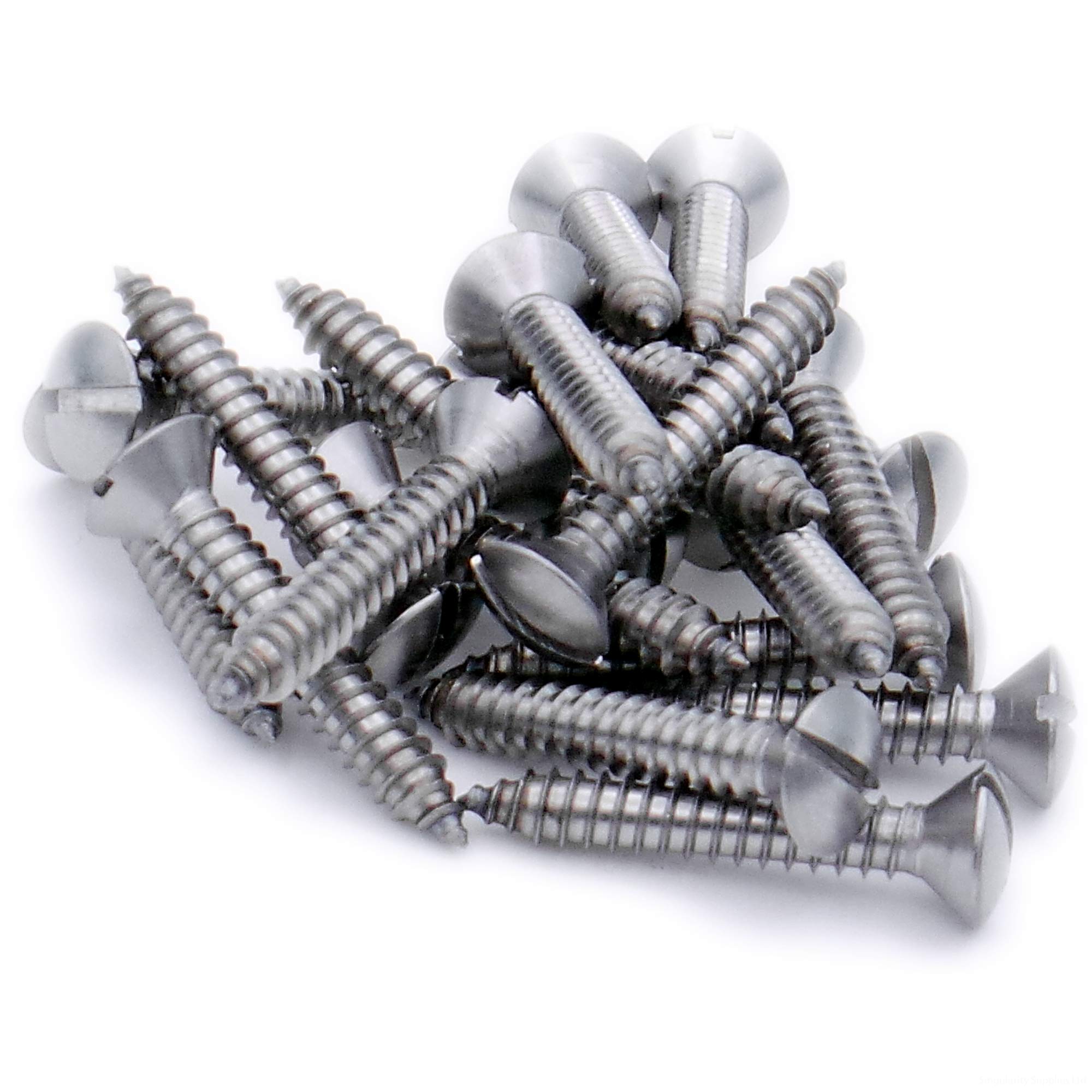 No.10 x 0.875 (4.8mm x 22mm) Slot Raised Countersunk Self-Tapping Screw - Stainless Steel (A2) (Pack of 20)