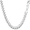 Jewelry Affairs 14k White Solid Gold Miami Cuban Link Chain Necklace, Width 5.8mm