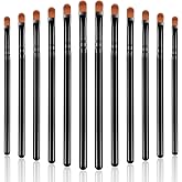 Patelai 12 Pieces Small Concealer Brush Flat Lip Concealer Brush, Black | Under Eye Synthetic Fiber Eyebrow Outline Foundation Blending Setting Buffing Makeup, Easy to Clean No Shedding, Makeup Tool