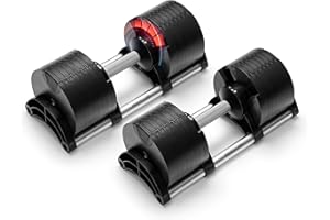 FF FINER FORM NUOBELL Adjustable Dumbbells 5-80 lbs: Replace 16 Sets, Ideal for Home Gym Weight Bench & Press