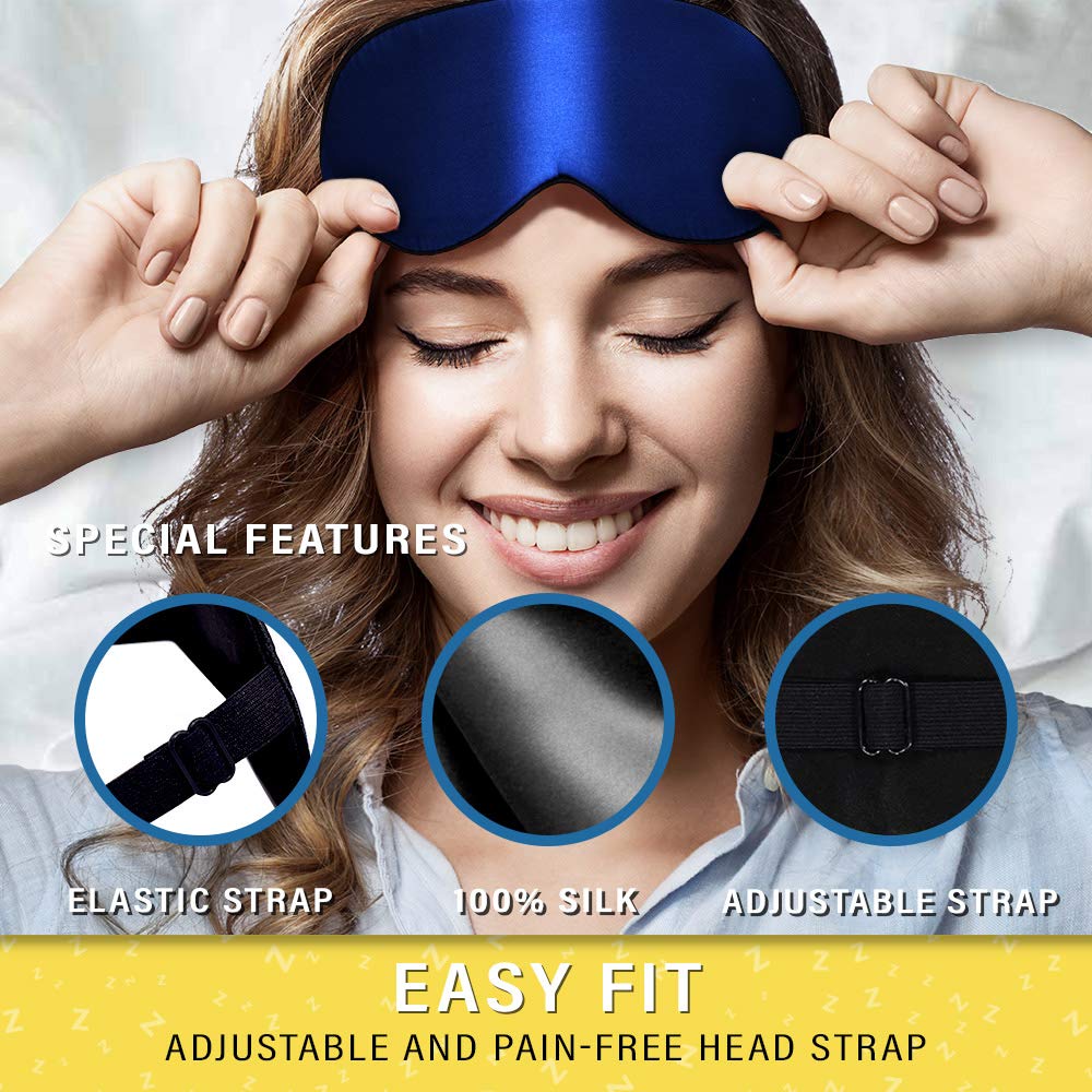 Jersey Slumber 100% Silk Sleep Mask For A Full Night's Sleep | Comfortable & Super Soft Eye Mask With Adjustable Strap | Works With Every Nap Position | Ultimate Sleeping Aid/Blindfold, Blocks Light : Beauty
