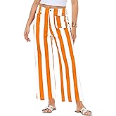 Magrank Women Striped Jeans Stretchy Cropped Vertical Denim Pants with Pockets