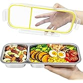 FRUIID Stainless Steel Snack Containers with Lids, 2 Compartment Snackle Box Airtight Leakproof, Reusable Bento Box Food Storage Containers for Lunch Travel Picnics Office