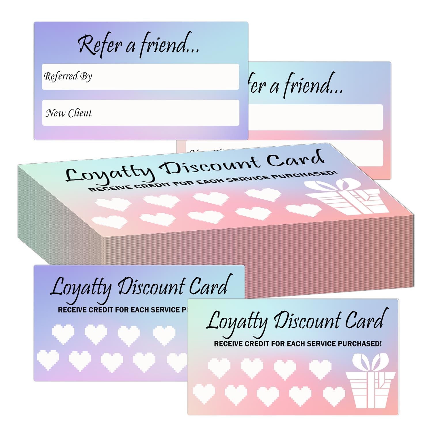 Well Tile Loyalty Discount Cards - 100 Pack, 3.5 x 2 Inch, Double Sided, Colorful, Rectangular, Paper, Business, Beauty Salons, Kids Behavior Reward Cards