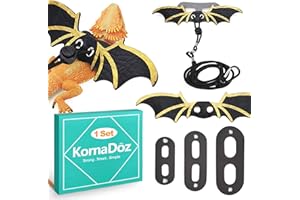 KornaDoz 3 Pack Bearded Dragon Harness and Leash Set, Adjustable Soft Leather Reptile Costume with Cool Wings for Lizards, Geckos, Chameleons, Iguanas, Small Pets, Outdoor Walking, Black