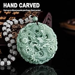 BJIMIDTI Dragon Jade Necklace Pendant Genuine Green