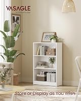VASAGLE 3-Tier Bookcase with Adjustable Shelves White LBC105T14 60x24x93 cm view 2