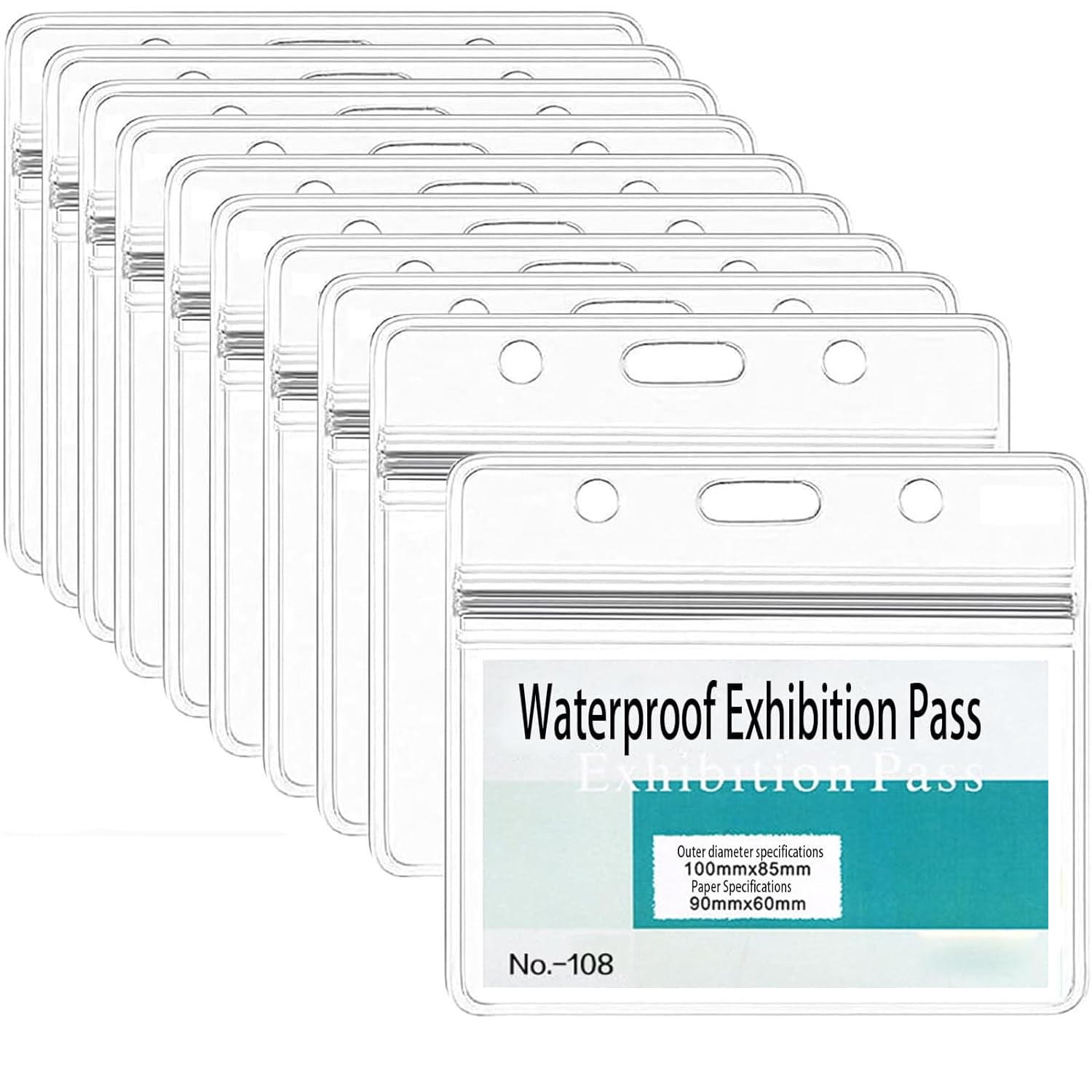 40 PCS Transparent Clear Horizontal Waterproof ID Badge Holders, Double-Sided Plastic Card Wallets for Name Tags and Lanyards