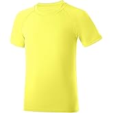 Boys Rash Guard Swim Shirt, UPF 50+ Sun Protection Short Sleeve Rashguard, Youth Kids Quick Dry UV Beach Surfing Water Shirt