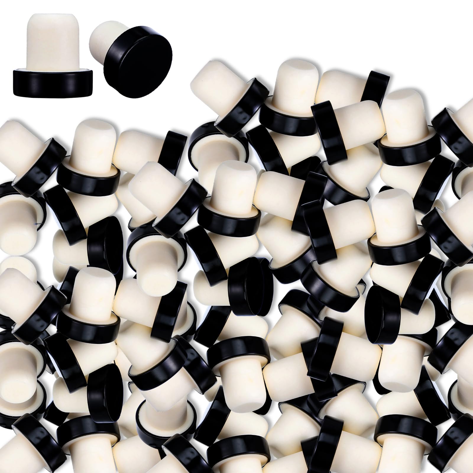 Photo 1 of 100 Pieces T-shaped Stopper Cork Wine Bottle Stoppers Reusable Wine Sealing Plug for Beer Bottles DIY Craft(Black)