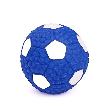 SRI Emily Pets Latex Cute Squeaky Rubber Small Football Toy for Puppy and Cat (Blue and White)