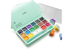 HIMI Gouache Paints Set, 18 Colors, 30g, jelly gouache paint set, Non Toxic Paint for Canvas and Paper, Art Supplies for Professionals, and More (Green Case