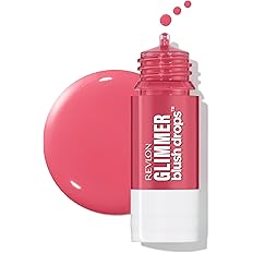 Revlon Glimmer Blush Drops, Liquid Blush for Cheeks, Liquid to Velvety Powder Finish, Glowy, High Pigment, 102 Pink It Over, 
