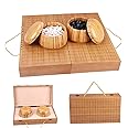 19x19 / Go Game SetHigh Grade Gift Box Board with Single Convex Melamine Stones and Bamboo Bowls Set