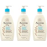 Aveeno Baby Gentle Body Wash & Shampoo with Natural Oat Extract, Tear-Free, Paraben-Free & Phthalate-Free Formula for Baby’s Sensitive Hair & Body, Lightly Scented, 18 fl. oz, 3 Pack