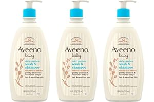 Aveeno Baby Gentle Body Wash & Shampoo with Natural Oat Extract, Tear-Free, Paraben-Free & Phthalate-Free Formula for Baby’s Sensitive Hair & Body, Lightly Scented, 18 fl. oz, 3 Pack