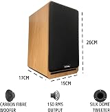 Roxel RBS 300 Passive Bookshelf Speaker Oak Wood 4in Carbon Fibre Woofer 1in view 3