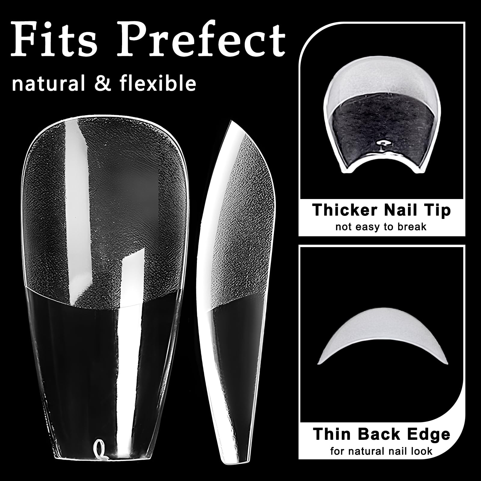 AddFavor 600pcs Coffin Nail Tips, Medium Coffin Soft x Gel Nail Tips Clear Fake Nails Ballerina Full Cover Acrylic Nails Tips for Extension Nail Manicure Salon Home DIY - Image 3
