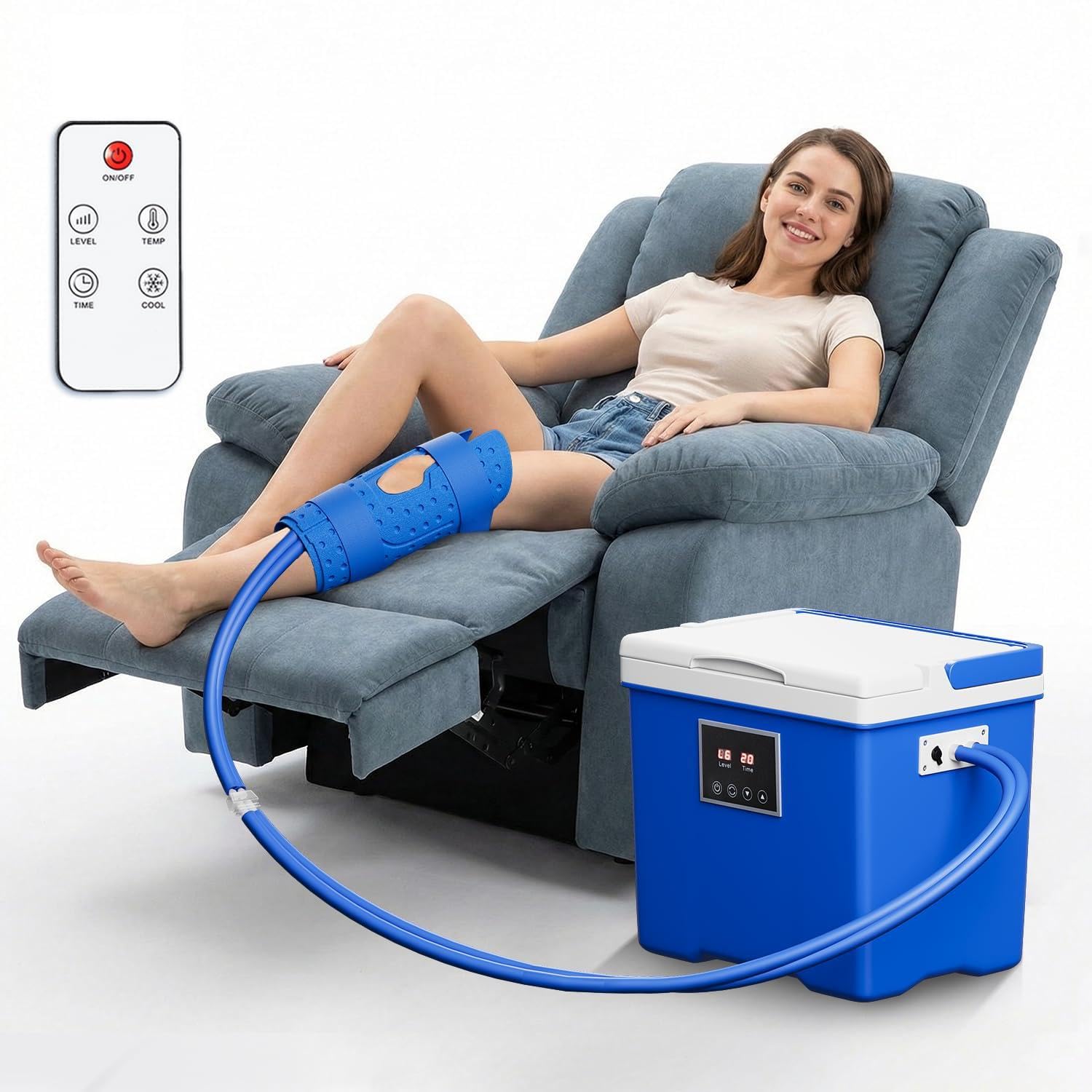 Photo 1 of SELOOYE Cold Therapy Machine with Memory Function, Programmable Timer, Wireless Remote & Quiet Pump, Portable Ice Machine for Knee After Surgery, Ankle, Arm Relief, Ideal for Sports Injuries
