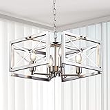 Doltoro Brushed Nickel Farmhouse Chandelier 4-Light