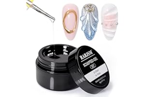 RARJSM 3D Sculpting Gel Clear Painting Gel Polish Nail Art Designs No Wipe Chrome Nail Powder Nails Charms Rhinestone Decoration Adhesive Glue Drawing Painted Sculpture Hard Gelpolish Curing Requires