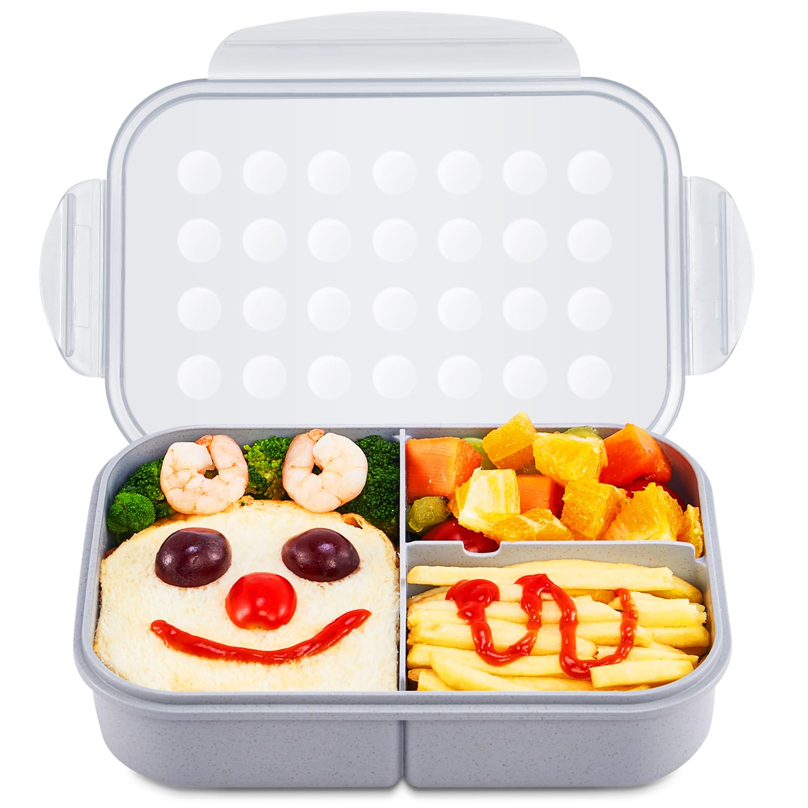 Photo 1 of MISS BIG Bento Box for Kids, Leakproof Lunch Box, No BPAs & Chemical Dyes, M/W, D/W & Fridge Safe (1150ml Gray)