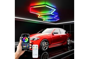 CYANCLIFF RGB Hexagon LED Light Panel 3-Grid | Hexagon Garage Lights | 356 Color Modes | Music Sync | Smart App & Remote Control | Gaming Room Garage Bedroom Lighting