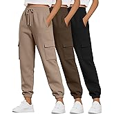 Neer 3 Pack Women's Cargo Sweatpants Joggers Pants Causal Gym Athletic Workout High Waist Bottom Y2k Fall Outfits with Pocket