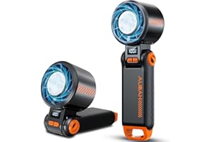 AUIIAH Handheld Portable Turbo Fan with Ice Cooler & Digital Display, Extreme Cooling Output, 5 Gear Wind Portable Fan for Tr