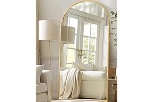 Antok Full Length Mirror, 81"x41" Oversized Floor Mirror Freestanding, Full Body Floor Standing Mirror with Stand, Hanging Mounted for Living Room Cloakroom,Gold,Arched Style