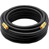 Air Hose 1/2 in x 25 ft, Heavy Duty, Lightweight, Kink Resistant, Hybrid Air Compressor Hose with 1/2-Inch MNPT Brass Fittings, 300 PSI, Black