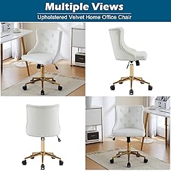 VINGLI White Velvet Armless Home Office Desk Chair