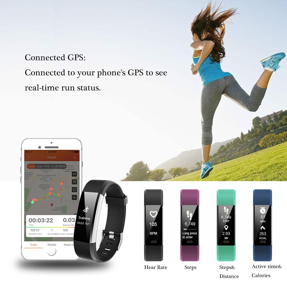 Fitness Tracker,KEDA Activity Tracker Watch Smartband Sport Wristband With Heart Rate Monitor,IP67 Waterproof Smart Bracelet With Pedometer Calorie Counter For IOS & Android Smartphone (Purple)