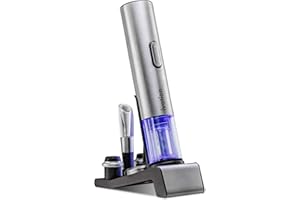 Ivation 6-in-1 Wine Gift Set – Includes Stainless Steel Electric Opener, Vacuum Preserver, 2 Cork Stoppers, Foil Cutter & Cha