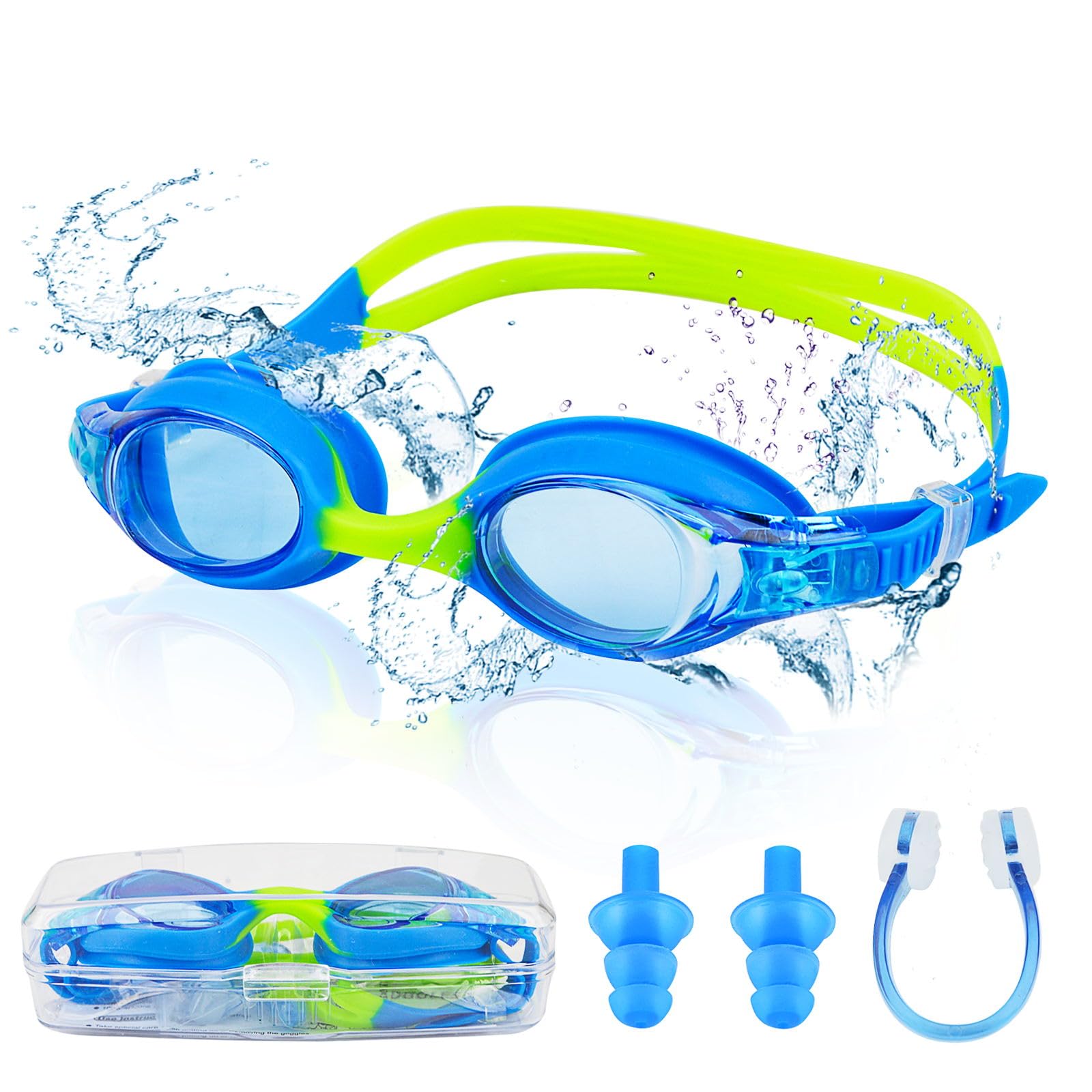 Mezere Kids Swimming Goggles Kids Age 5 Anti Fog Girls Swimming Goggles UV Resist No Leaking Childrens Goggles for Boys Swim Glasses