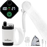 innhom Portable Camping Shower, 6000mAh Rechargeable Camp Shower Pump with LED Display, IPX7 Waterproof &amp; 2 Spray Modes Electric Outdoor Shower for Hiking, Pet Bathing, Car Washing