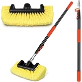 Jhkopqe 12FT Car Wash Brush with Extension Pole, Long Handle Cleaning Tool | with Non-Scratch Soft Bristles - Heavy Duty Aluminum Pole for RV, Truck, Boat, Solar Panels &amp; High Windows