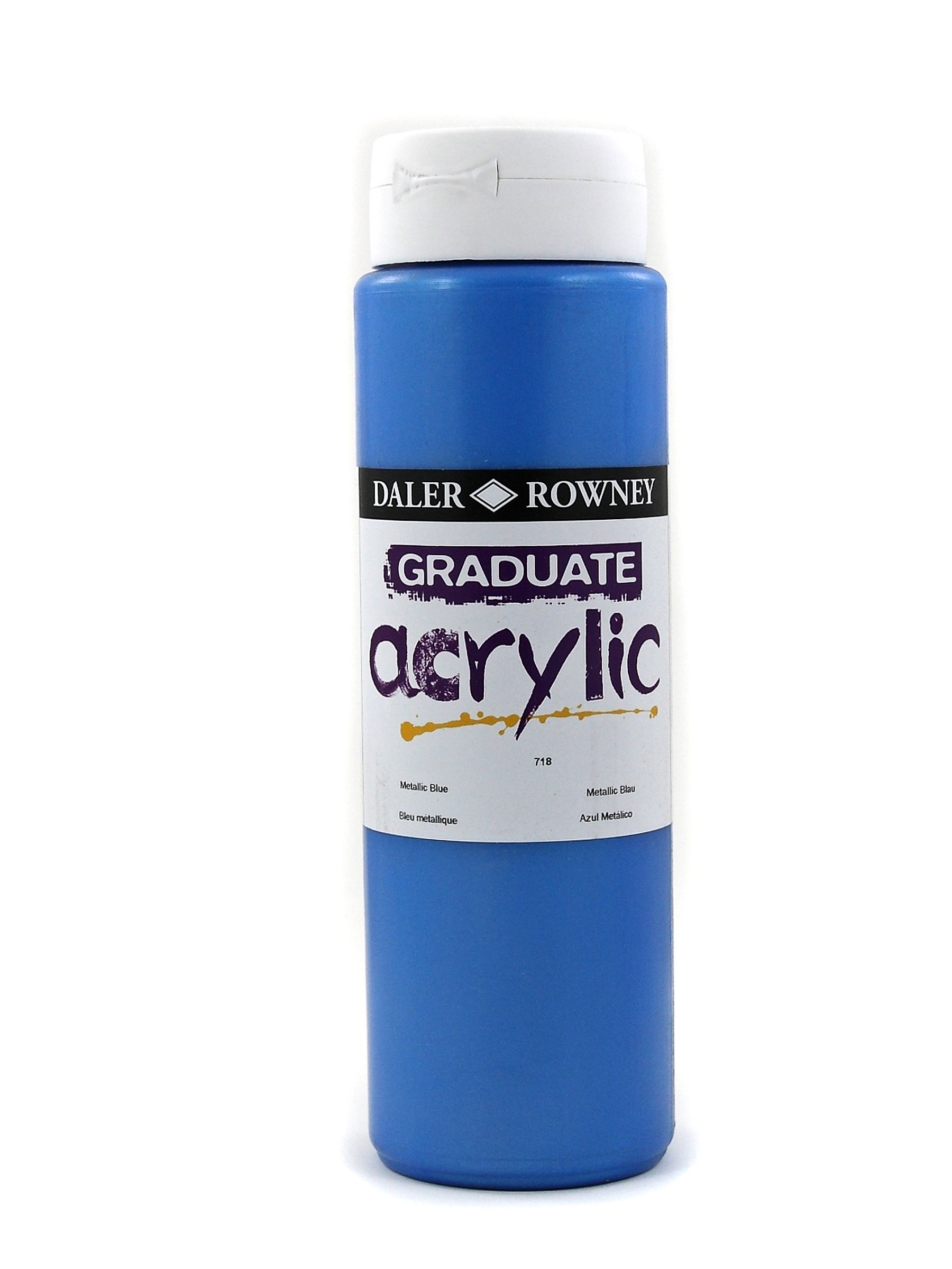Daler-Rowney Graduate Acrylic Paint, Plastic Bottle, 16.91oz - 500 ml, Metallic Blue