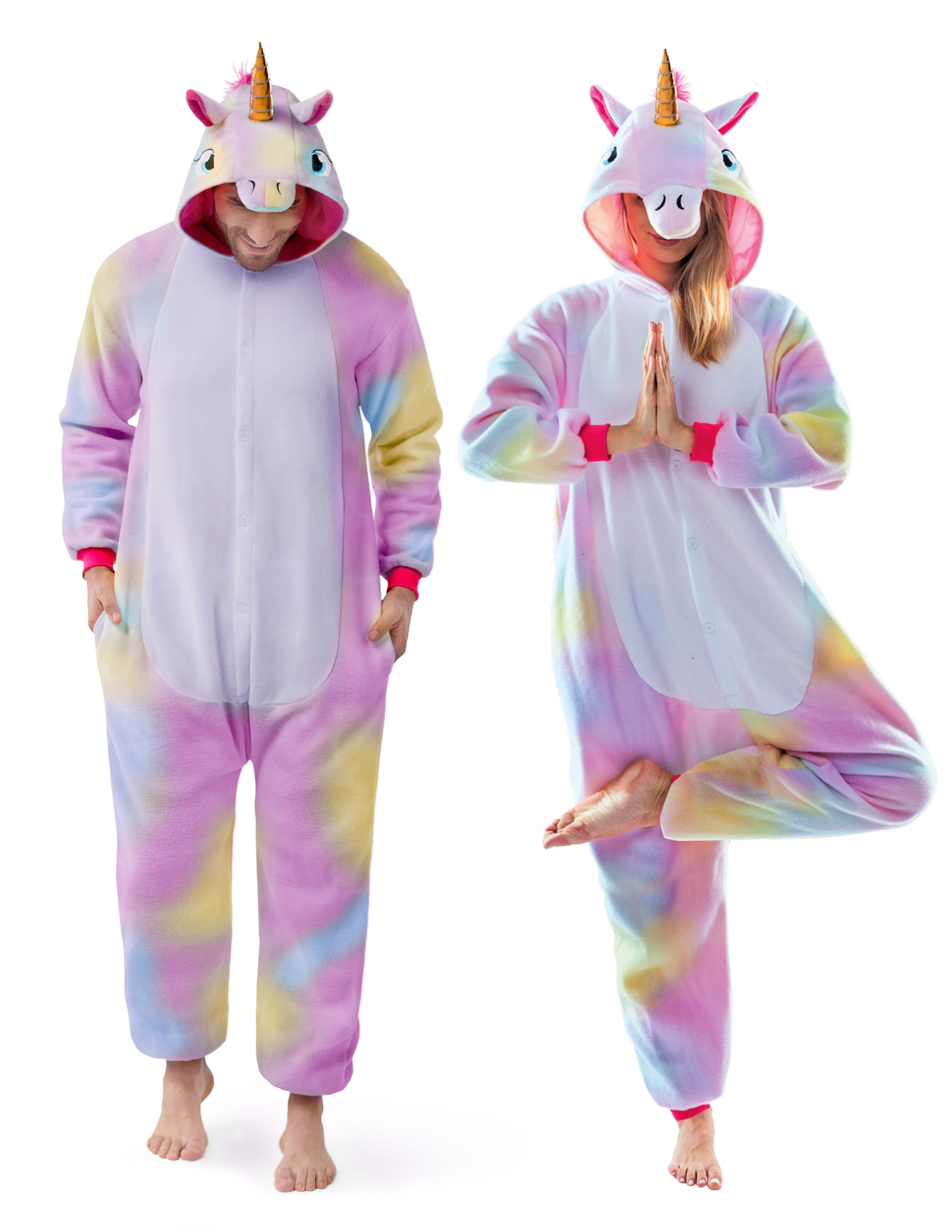 Spooktacular Creations Unisex Adult jumpsuit Plush jumpsuit Unicorn Animal Costume (L)