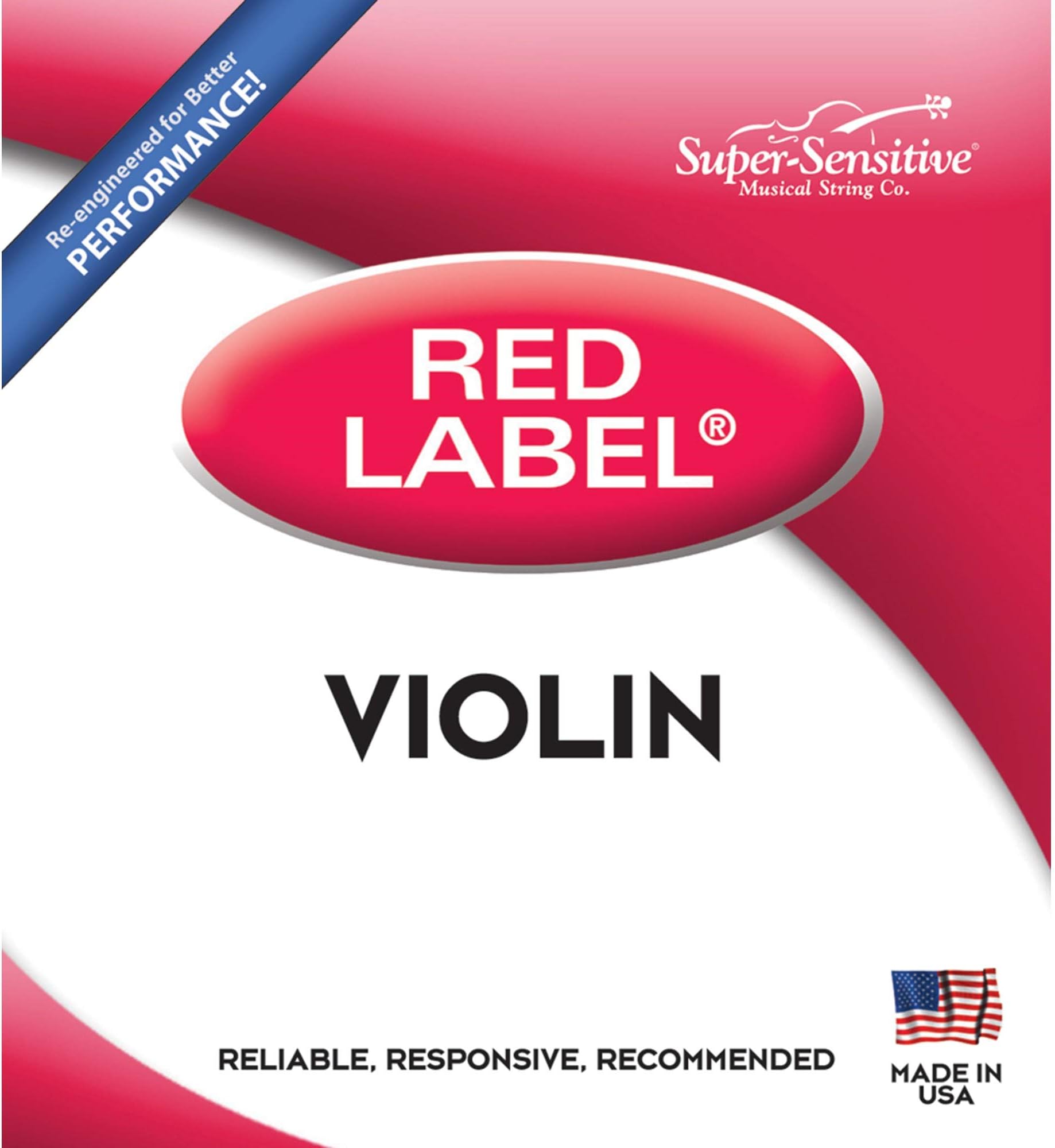 Red Label Flat Wound Violin E String, 4/4 Size - Medium