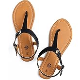 Rekayla Flat Thong Sandals with T-Strap and Adjustable Ankle Buckle for Women