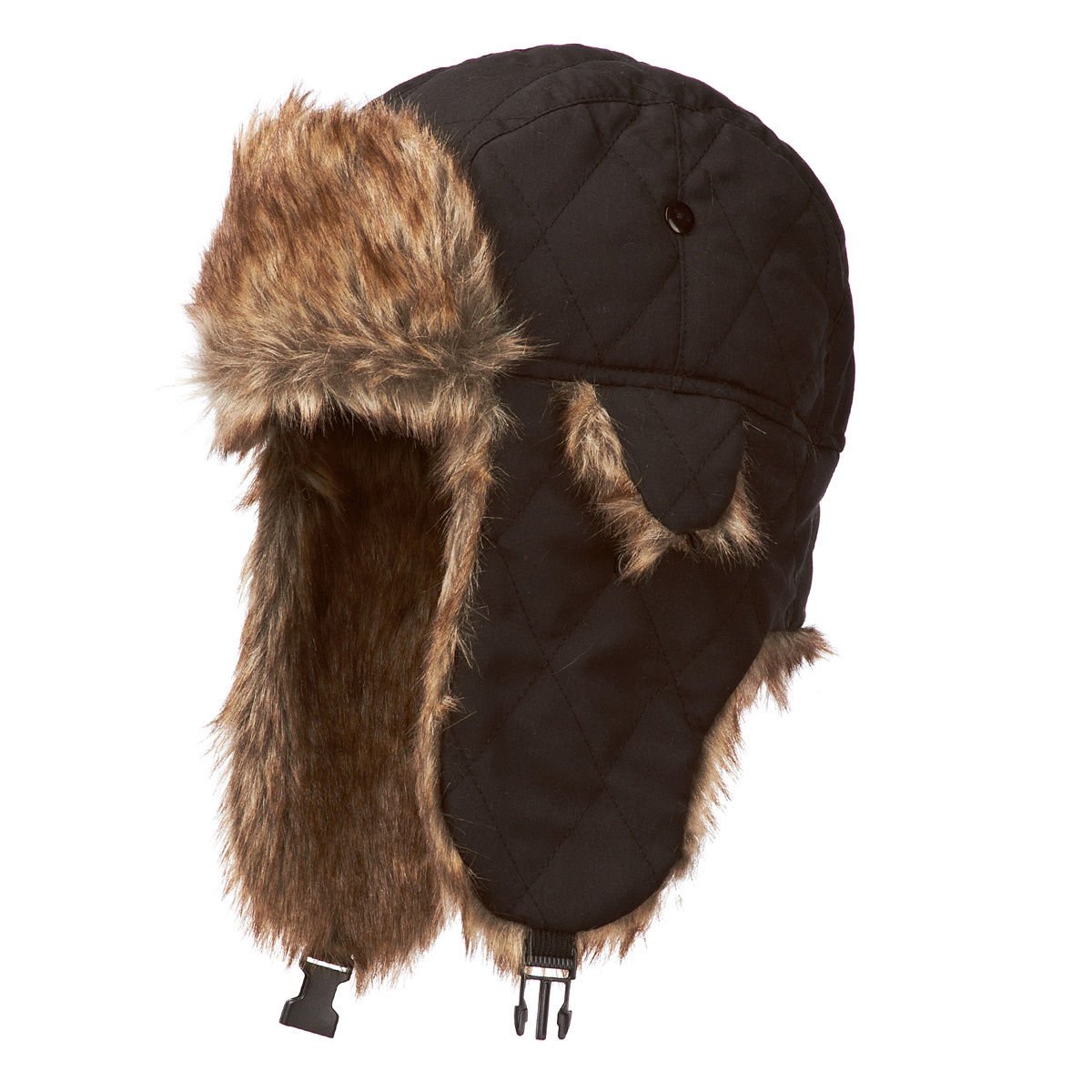 Surfdome Fur Trapper Hat Black Amazon.co.uk Clothing