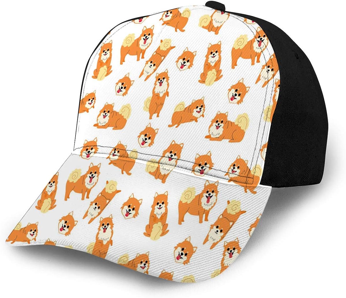 YILINGER Baseball Hats Caps Pomeranian Pattern Dog Poses Breed Sports