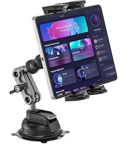APPS2Car Support De Tablette Solide Pour Voiture, Hauteur Réglable Pour IPad, Camion, Profil Bas, Compatible Avec IPad Pro Air Mini De 4,7 à 13 Pouces, Fire IPhone, Téléphone Portable – Noir
