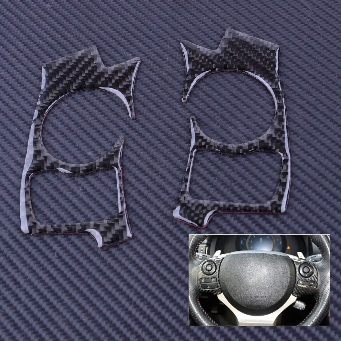 2Pcs Black Carbon Fiber Car Steering Wheel Switch Button Keys Covers Trim Fit For Lexus Is250 300 350 200 T 2013-2017 2018