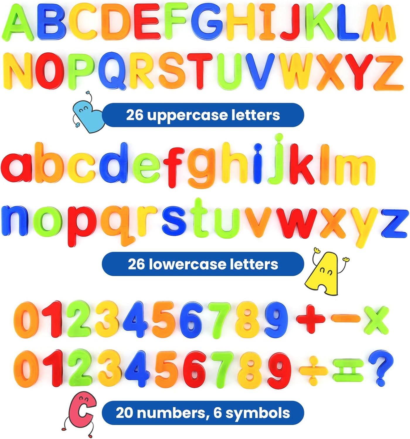 Gamenote Magnetic Letters and Numbers for Toddlers - Plastic Alphabet ABC 123 Magnets Refrigerator Kids Uppercase Lowercase Math Symbols for Fridge (78 Pcs): Furniture & Decor